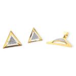 Adorable Gold Pendant Set in Triangle shape with Zerkons and Beautiful Design